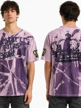 Affliction Black Label Lilac Tee Black Crown Logo Men’s Tee Sz XL Biker Grunge